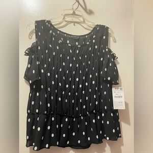 Zara Black Top with White Dots